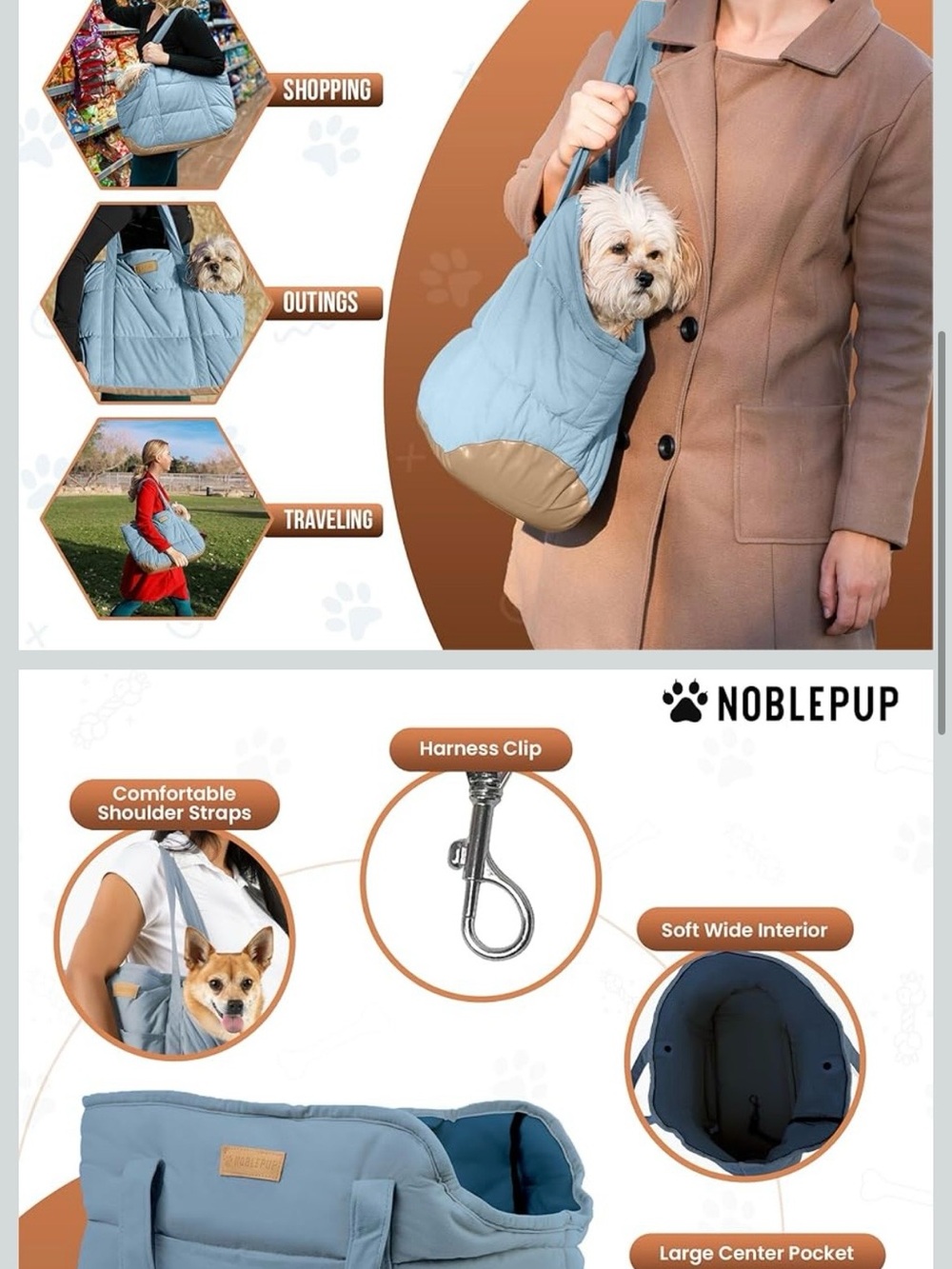 Soft Blue Pet Carrier Tote Bag by - Picture 4 of 8
